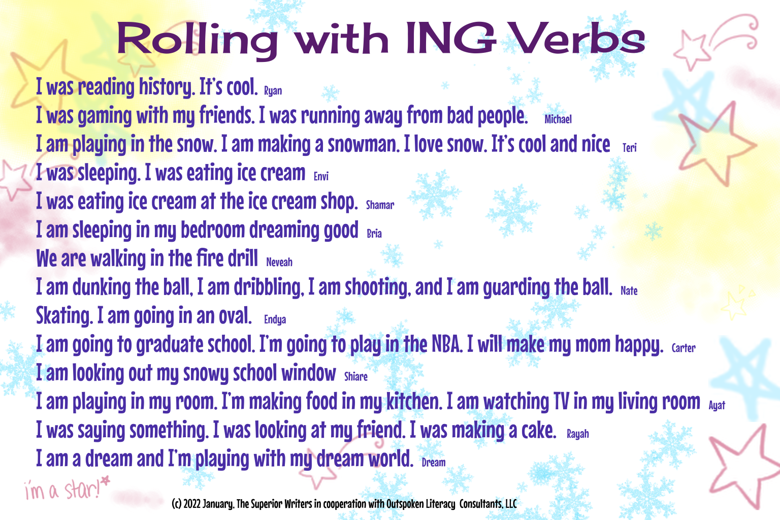 Rolling with ING Verbs Read Write Speak It!